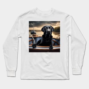 Black Lab on a Boat Long Sleeve T-Shirt